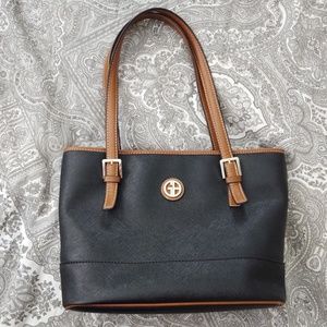 Giani Bernini Black & Tan Faux-Leather Purse/Tote
